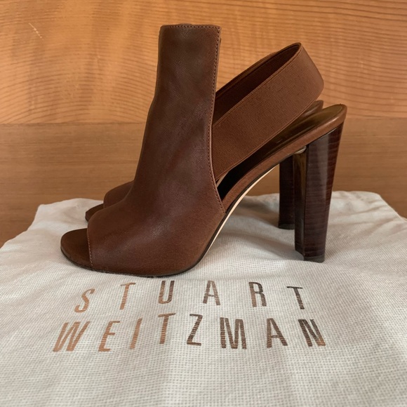 STUART WEITZMAN Fronton slingback peep-toe bootie w/dust bag and box size 7 - Picture 6 of 11